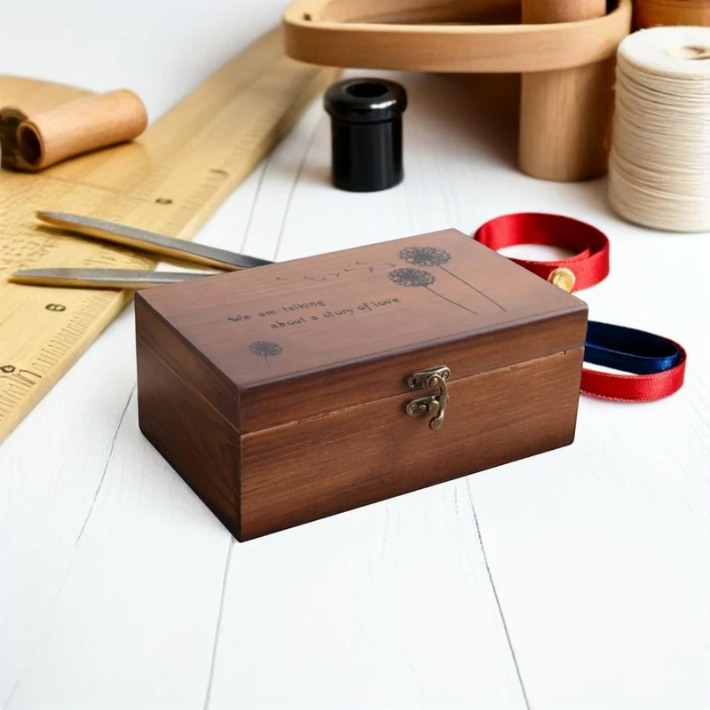 Zerodeko Holz Nähkästchen mit Mehrlagigen Fächern Aufbewahrungsbox für Nähzubehör und Kleinigkeiten