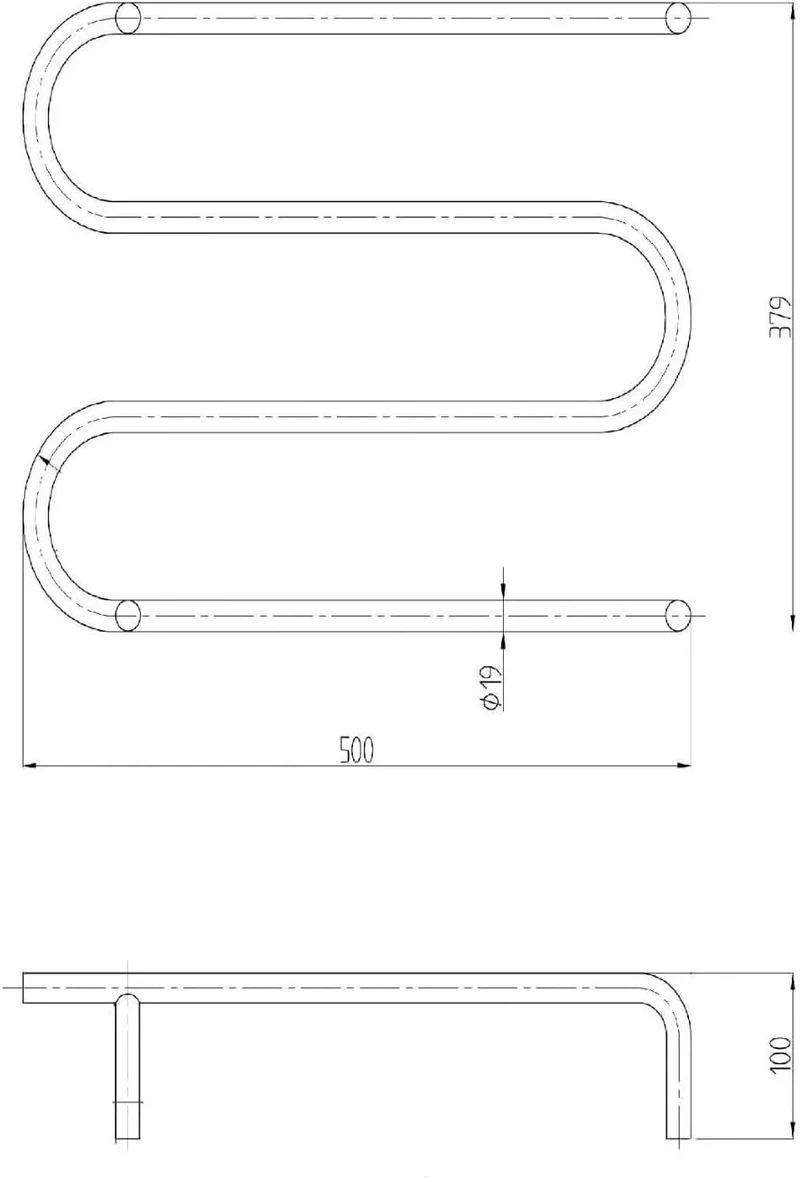 Umbrien Handtuchhalter aus Edelstahl, trocken und elektrisch, beheizt, 380 x 500 mm, hochglanzpolier