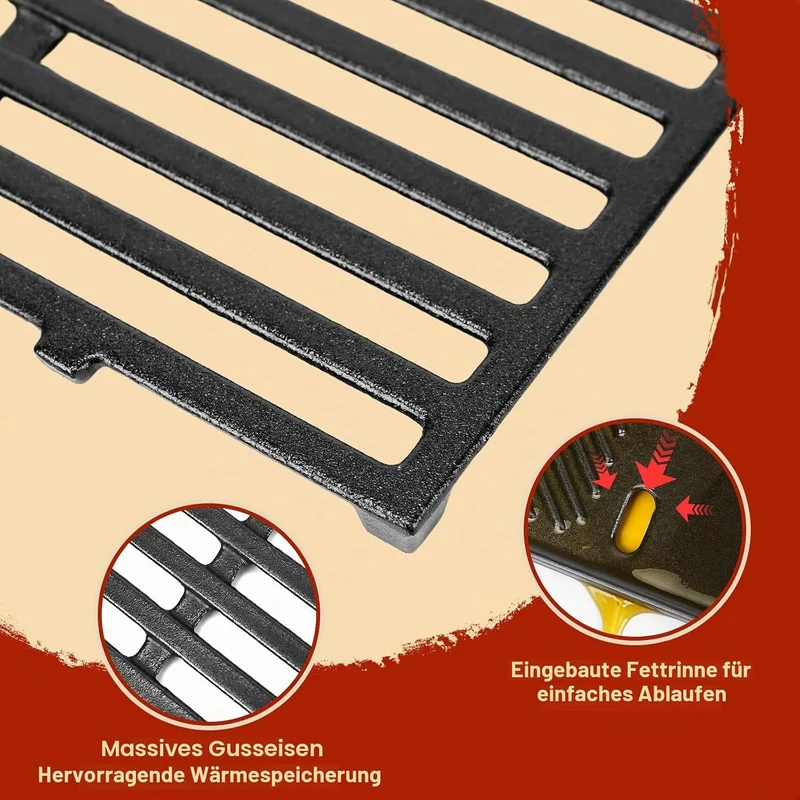 Denmay 7638 44,5 cm Grillrost & Grillplatte für Weber Spirit I & II 300 Serie (mit vorderen Brennerk