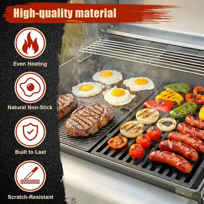 Denmay 7638 44,5 cm Grillrost & Grillplatte für Weber Spirit I & II 300 Serie (mit vorderen Brennerk