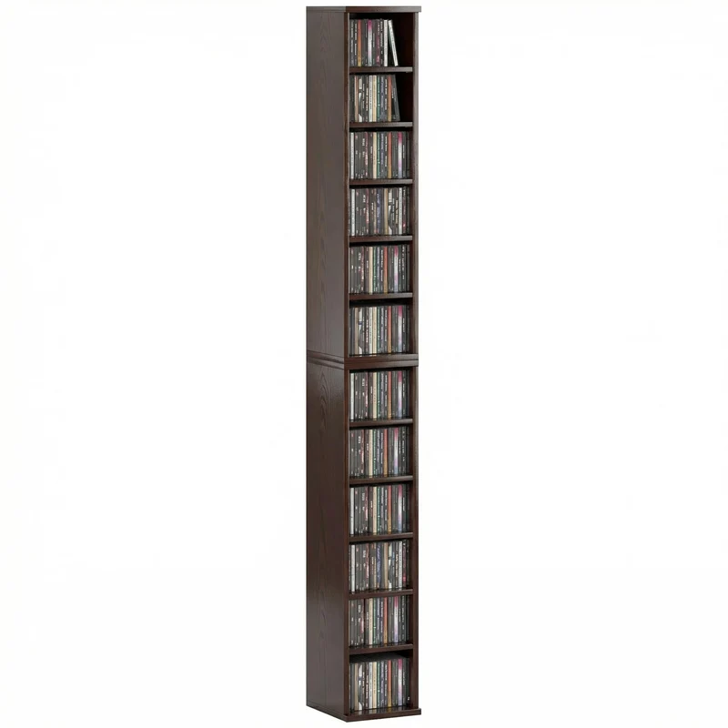 HOMCOM Set mit 2 Säulenregalen CD-DVD-Schrank 6 + 6 Fächer 21 x 22,5 x 88,5 cm Kapazität bis 204 CDs