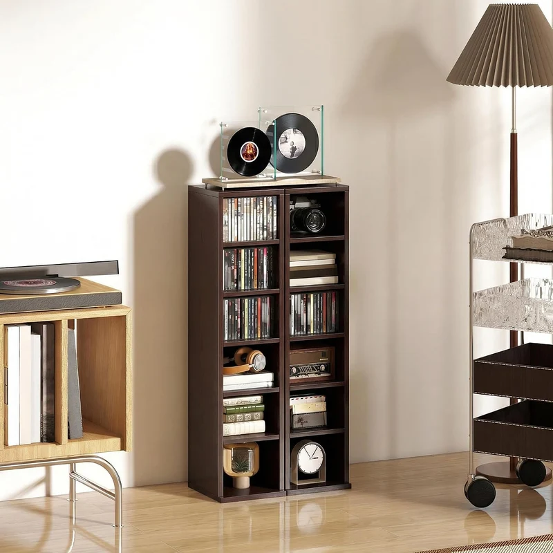 HOMCOM Set mit 2 Säulenregalen CD-DVD-Schrank 6 + 6 Fächer 21 x 22,5 x 88,5 cm Kapazität bis 204 CDs
