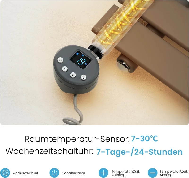 Heilmetz Badheizkörper Elektrisch Smart WiFi Handtuchheizkörper Elektrisch mit Thermostat mit Timer-