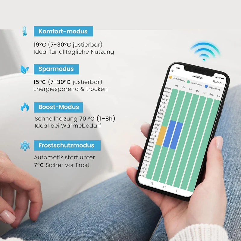 Heilmetz Badheizkörper Elektrisch Smart WiFi Handtuchheizkörper Elektrisch mit Thermostat mit Timer-