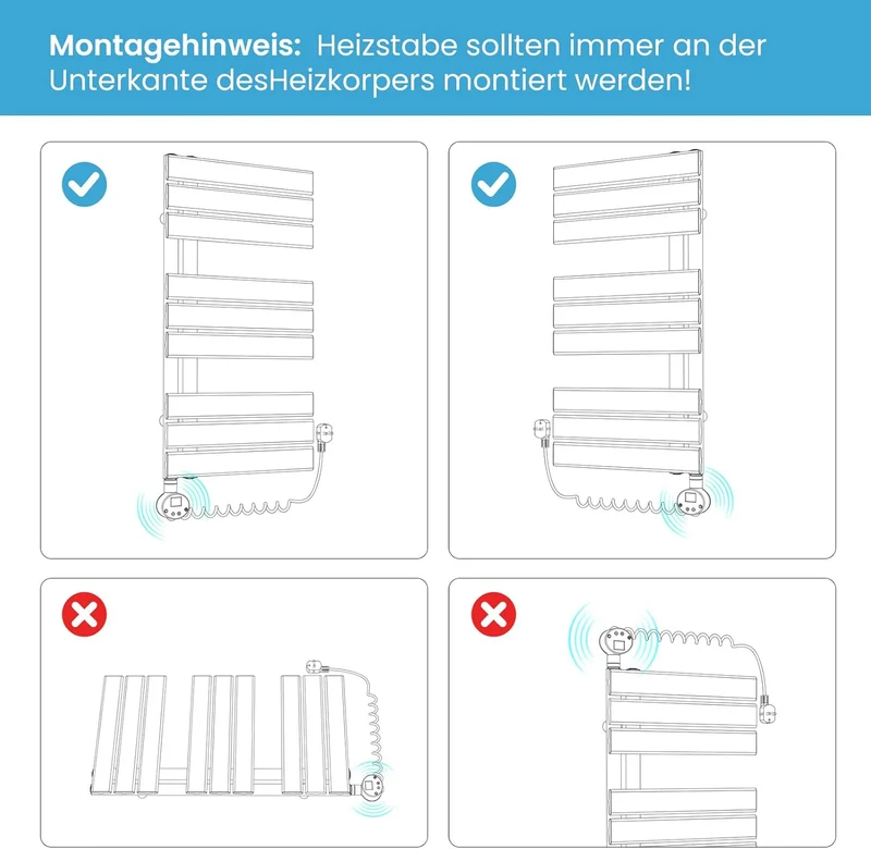 Heilmetz Badheizkörper Elektrisch Smart WiFi Handtuchheizkörper Elektrisch mit Thermostat mit Timer-