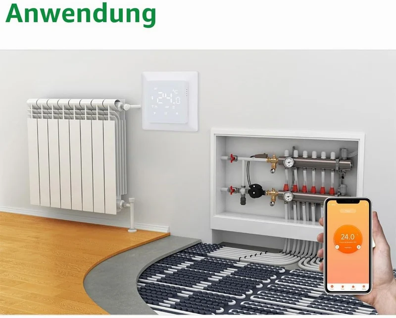 Wengart WLAN-gesteuerter Thermostat WG511,Heiz- und Kältemodi, einstellbare Fensteröffnungserkennung