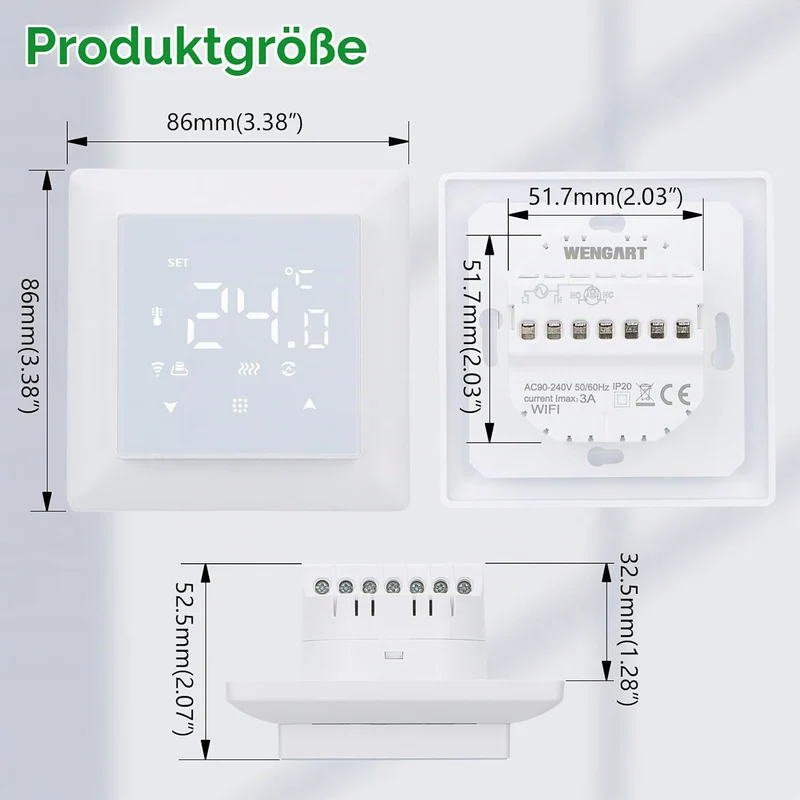Wengart WLAN-gesteuerter Thermostat WG511,Heiz- und Kältemodi, einstellbare Fensteröffnungserkennung