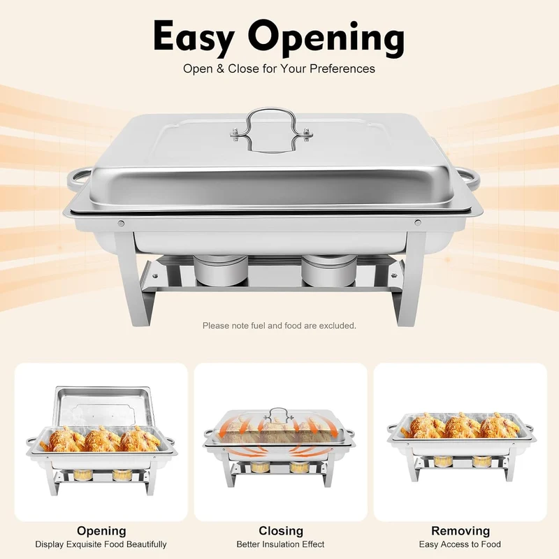 Speisenwärmer Edelstahl, 9L Chafing Dish Warmhaltebehälter Speisewärmer Wärmebehälter Hotel Buffet W