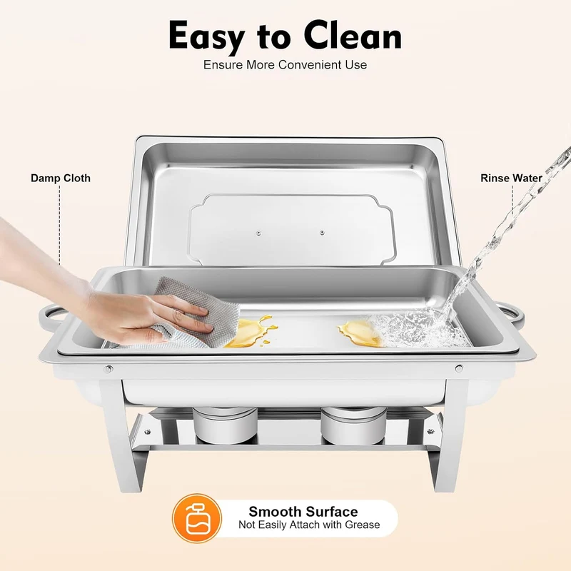 Speisenwärmer Edelstahl, 9L Chafing Dish Warmhaltebehälter Speisewärmer Wärmebehälter Hotel Buffet W