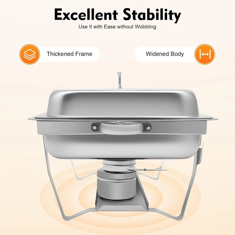 Speisenwärmer Edelstahl, 9L Chafing Dish Warmhaltebehälter Speisewärmer Wärmebehälter Hotel Buffet W