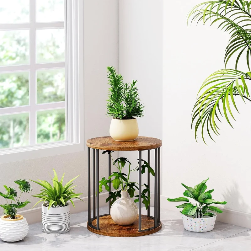 HDANI Rund Pflanzenständer Metall 35cm,Solider und Robuster Blumenständer für Wohnzimmer, Garten,Bal