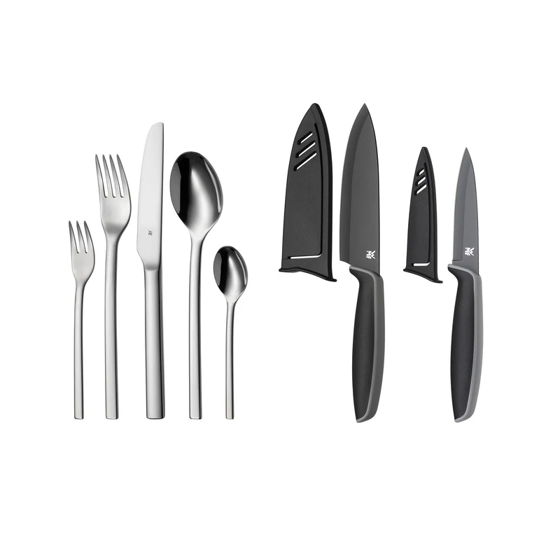 WMF Set 2-teilig Tavira Besteck Set 12 Personen, 60-teilig, Monobloc-Messer, Cromargan Edelstahl pol