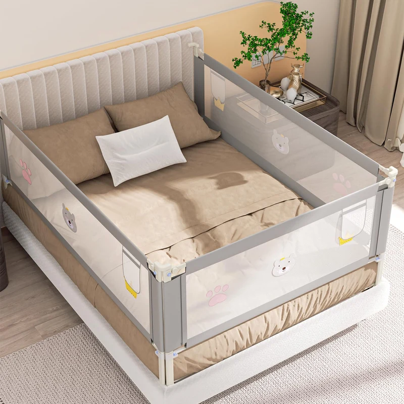 200CMx2+150CMx1 Rausfallschutz Bett, Bettgitter für Kinder, Höhenverstellbar 70-98 cm Rausfallschutz