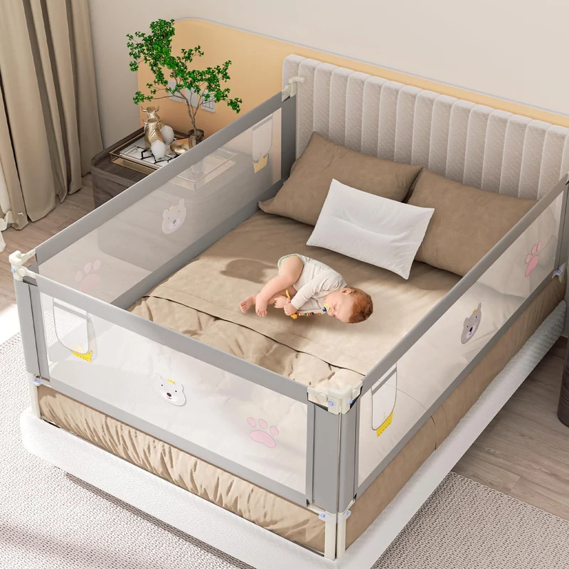 200CMx2+150CMx1 Rausfallschutz Bett, Bettgitter für Kinder, Höhenverstellbar 70-98 cm Rausfallschutz