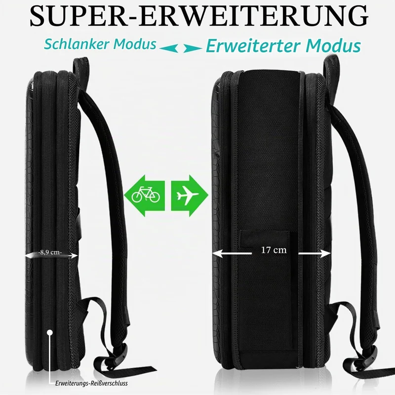 ZINZ Schlanker Laptop Rucksack 15,6 Zoll mit Variabler Kapazität, Diebstahlsicherer Business Tagesru