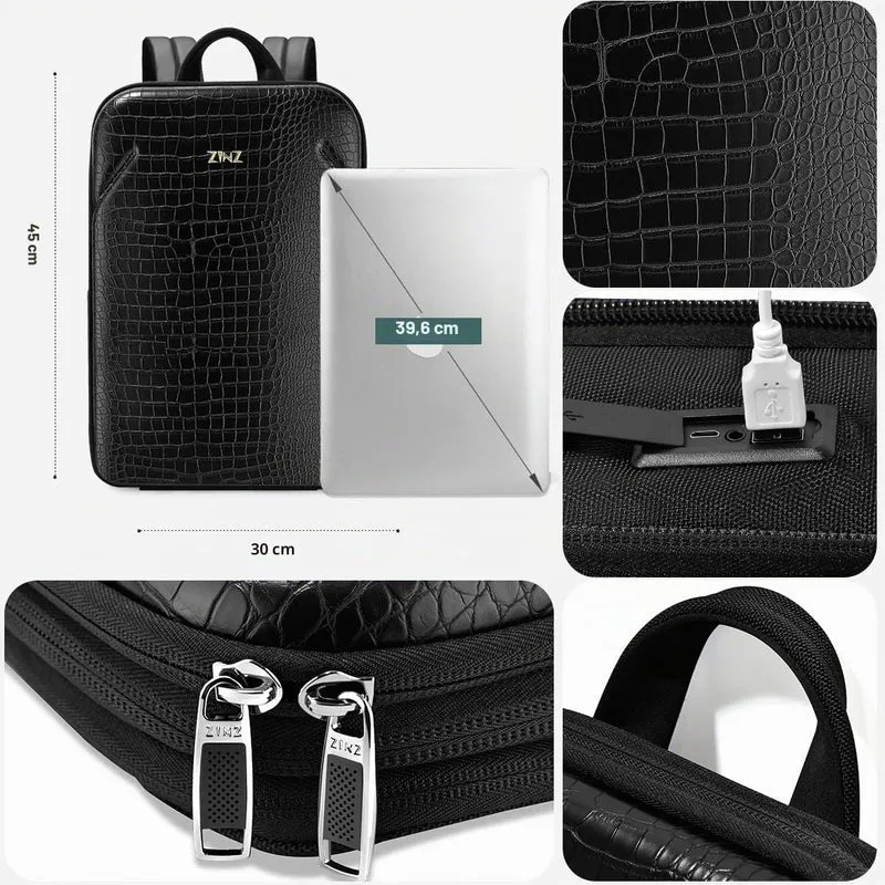 ZINZ Schlanker Laptop Rucksack 15,6 Zoll mit Variabler Kapazität, Diebstahlsicherer Business Tagesru