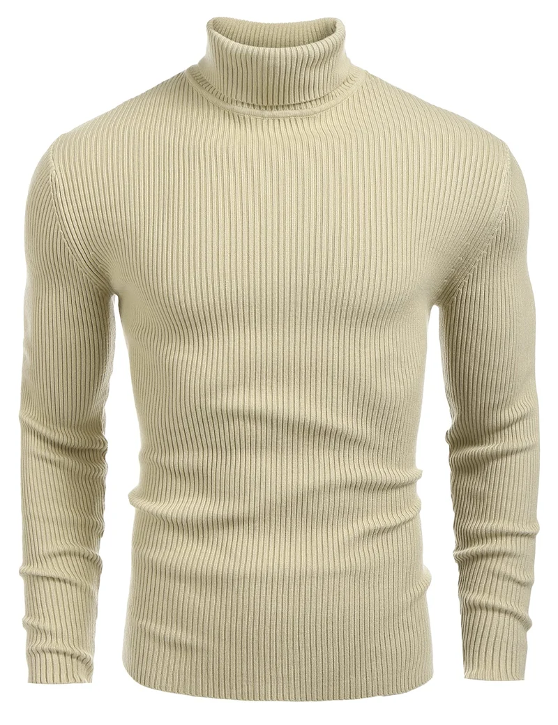 COOFANDY Herren Rollkragen Pullover Langarmshirt Feinstrick Sweater Rollkragen Freizeit Slim fit Bas