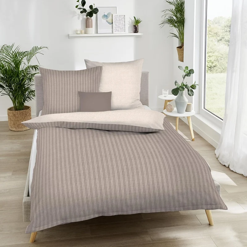 Kaeppel Wendebettwäsche Eternity Combo Feinbiber Cappuccino Grösse 1x 135x200 cm + 1x 80x80 cm Cappu
