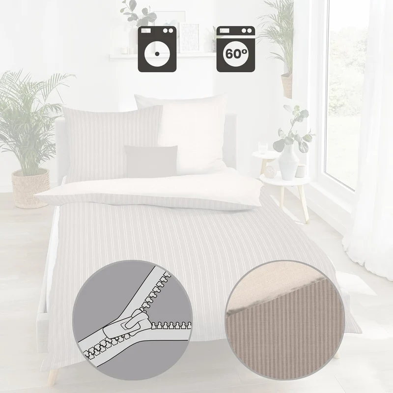 Kaeppel Wendebettwäsche Eternity Combo Feinbiber Cappuccino Grösse 1x 135x200 cm + 1x 80x80 cm Cappu