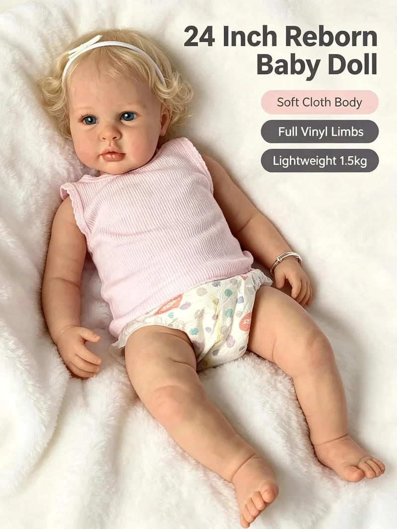 Zero pam Echtes Leben Reborn Baby Puppen Mädchen 24 Zoll Aufstellbare Reborn-Kleinkind-Baby-Puppen,