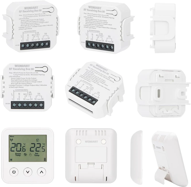 Wengart Wireless Thermostat & Empfänger WG01RF, Programmierbares LCD-Display Arbeiten für Strahlende