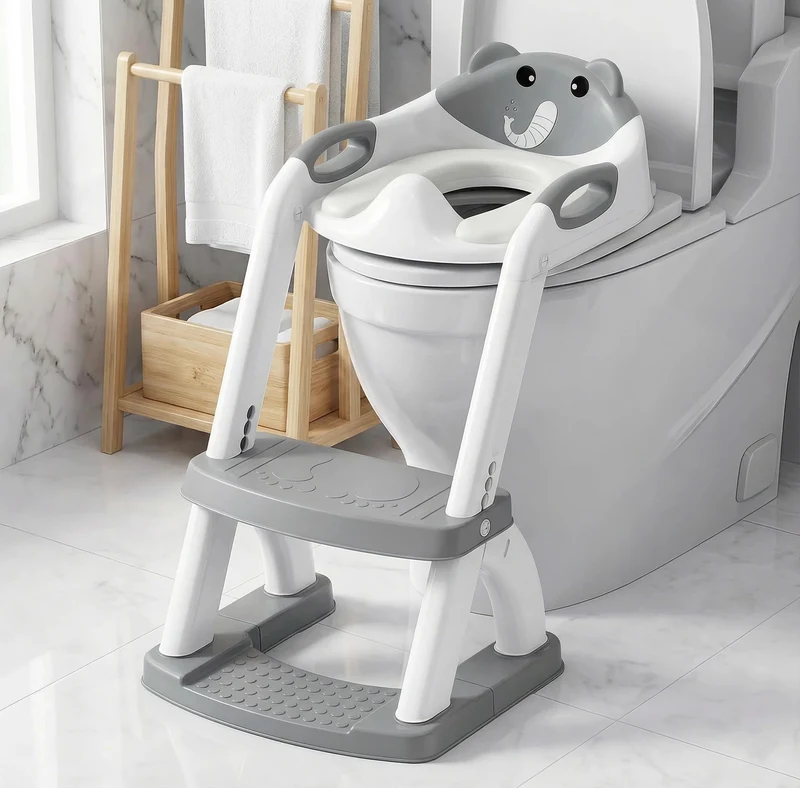 Toilettensitz Kinder mit Treppe, 2 in 1 Toiletten-Trainingssitz & Toilettenleiter für Kinder – 5-fac