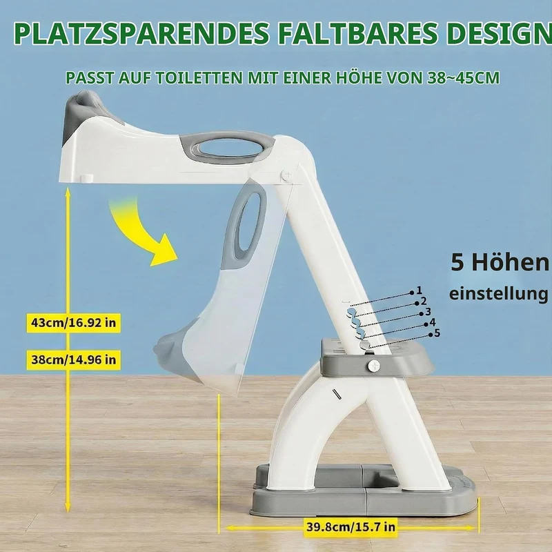Toilettensitz Kinder mit Treppe, 2 in 1 Toiletten-Trainingssitz & Toilettenleiter für Kinder – 5-fac
