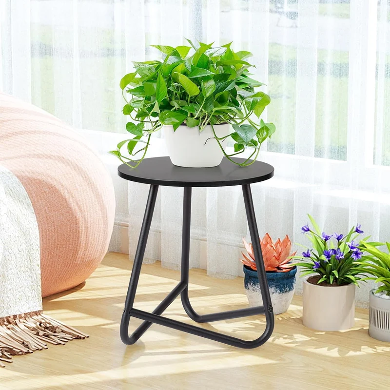 HDANI 35cm Rund Pflanzenständer,Blumenständer,Pflanzenregal aus Holz und Metall,Modernes Regal für Z