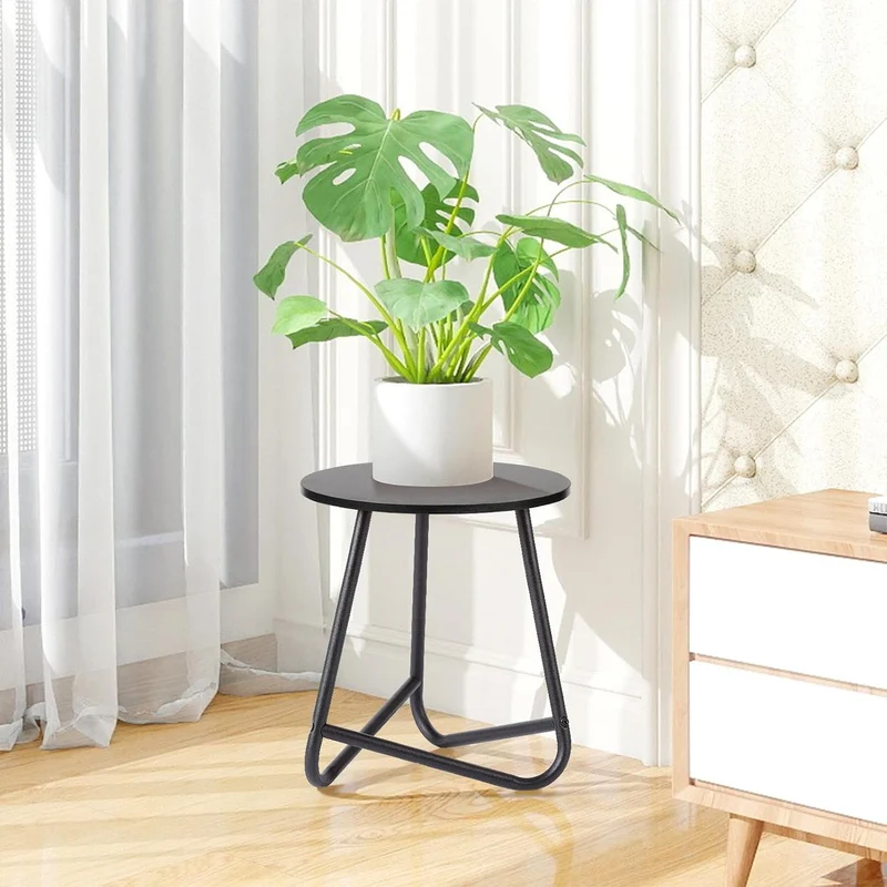HDANI 35cm Rund Pflanzenständer,Blumenständer,Pflanzenregal aus Holz und Metall,Modernes Regal für Z