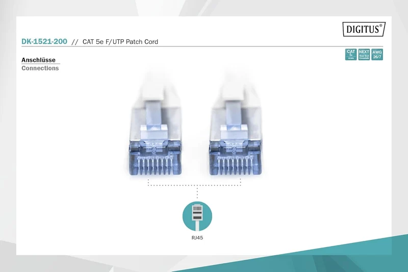 DIGITUS LAN Kabel Cat 5e - 20m - RJ45 Netzwerkkabel - F/UTP Geschirmt - Kompatibel zu Cat-6 & Cat-5
