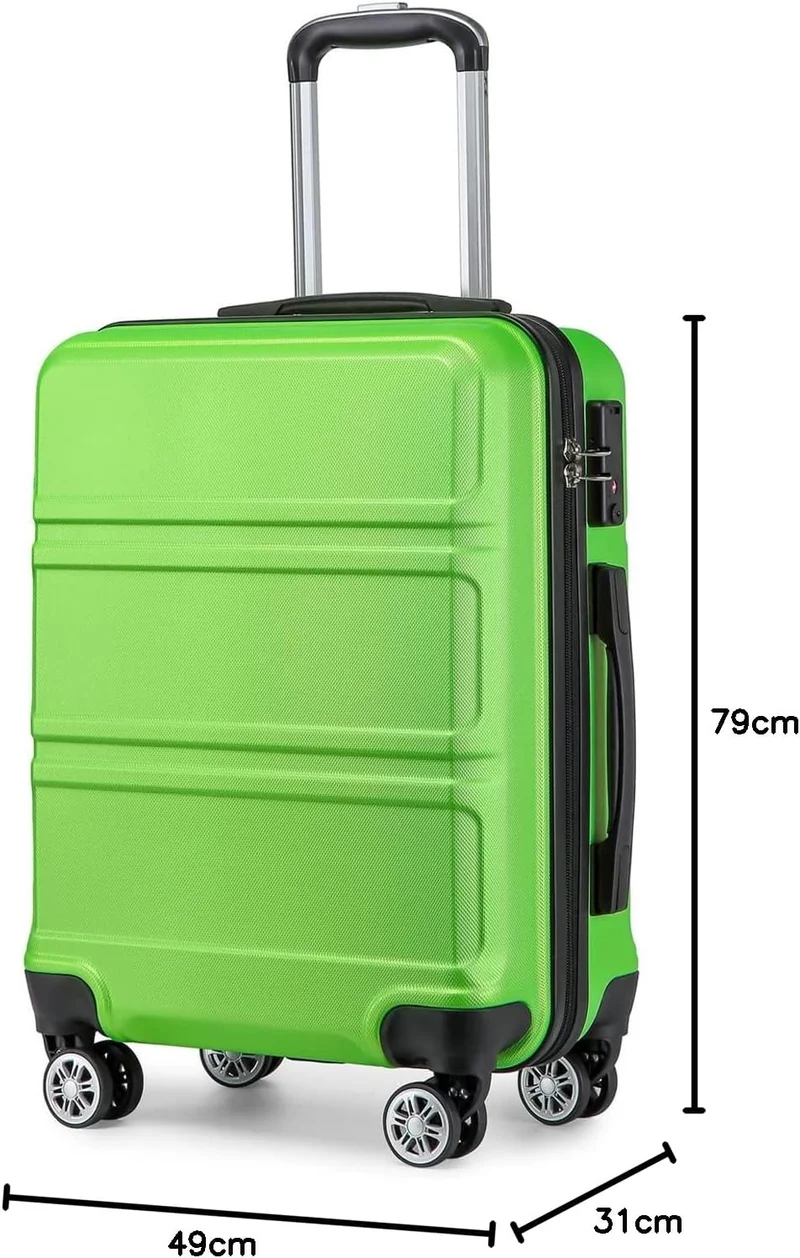 KONO Koffer Trolley Reisekoffer aus ABS+PC – Leichter Hartschalenkoffer mit 4 Zwillingsrollen und TS