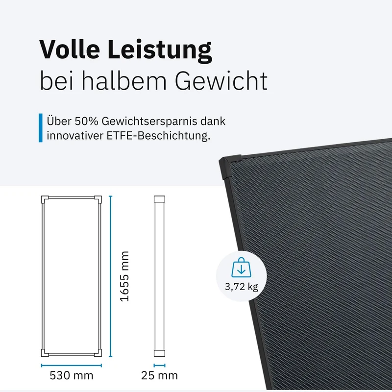 ECTIVE Solarpanel BSP 190 Black Lightweight – Ultraleichtes 190W 5,27A 60 Zellen 12V/24V Solarmodul