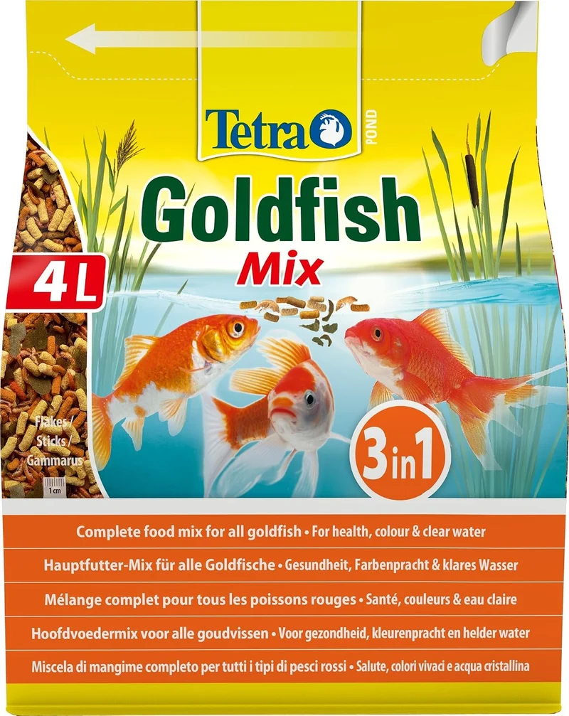 Tetra Pond Goldfish Fischfutter - 3in1 Mix mit Flocken & Pond Sticks - Fischfutter für Teichfische,