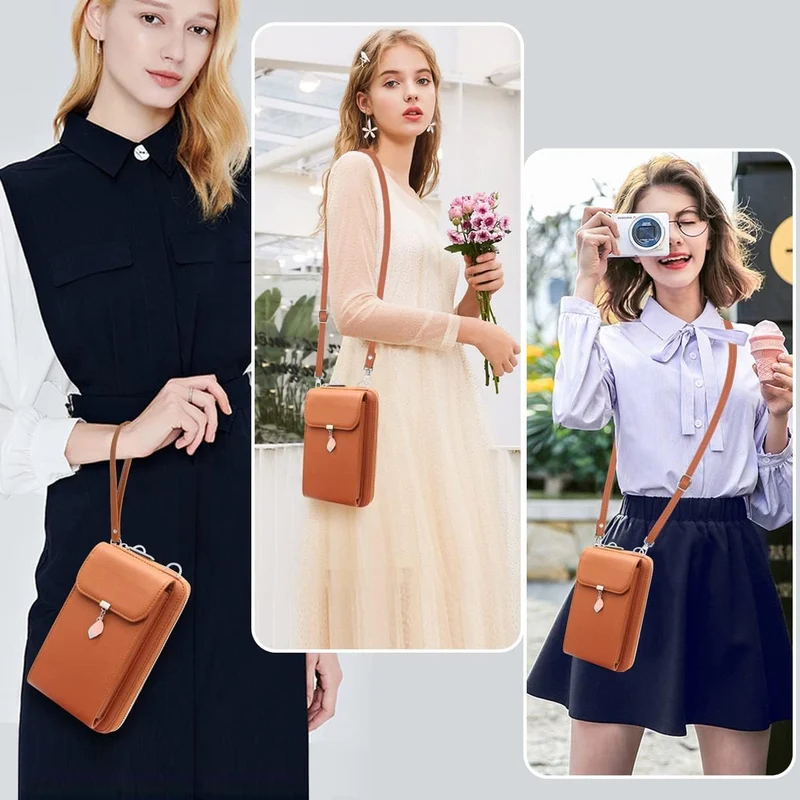 HNOOM Handytasche zum Umhängen RFID Schutz Geldbeutel Damen Umhängetasche Klein Crossbody Handytasch