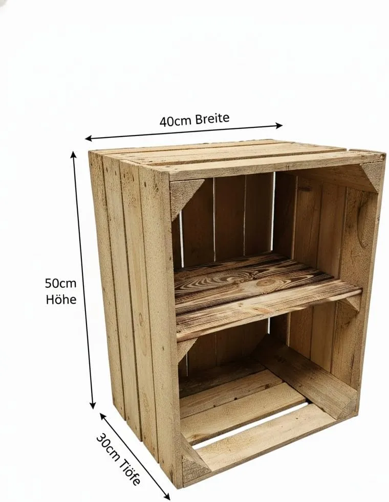 Teramico Vintage gebrauchten Holzkisten/Obstkisten/Weinkisten original aus dem Obstanbau mit Ablagef