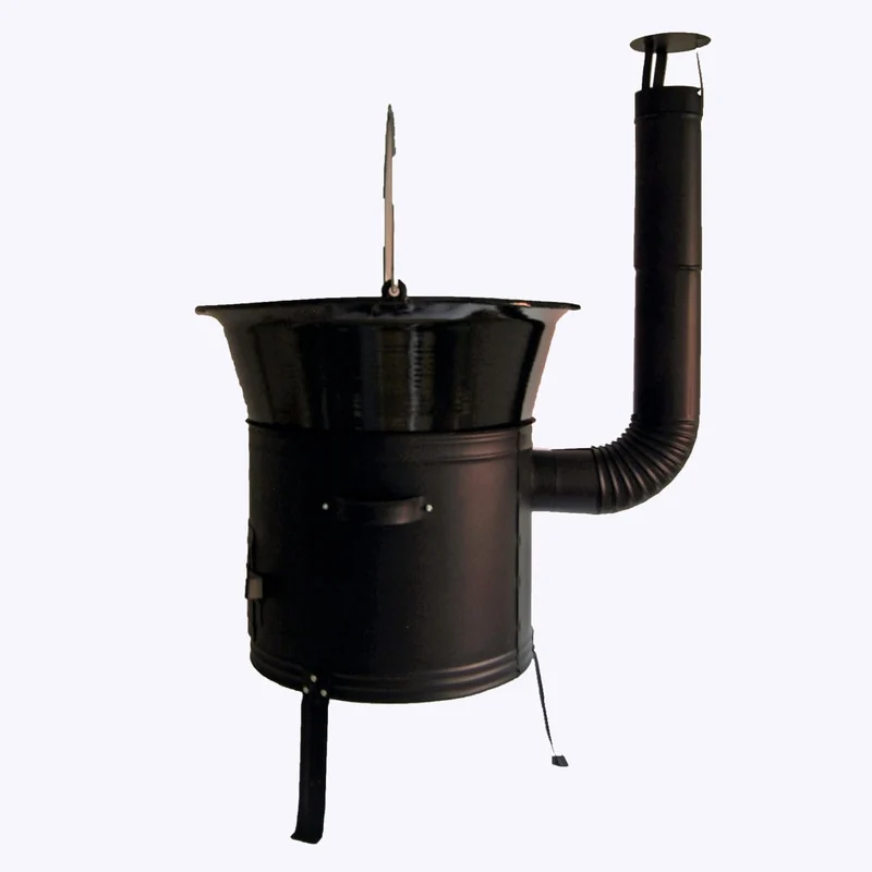 Set Ungarischer Holzofen 45 mit Gulaschkessel 50 L Emaille mit Bügel Gulaschkanone mit Suppentopf