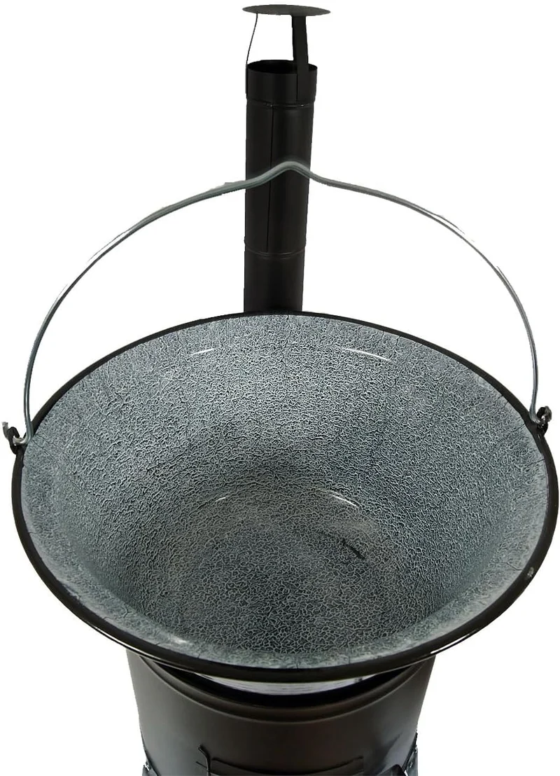 Set Ungarischer Holzofen 45 mit Gulaschkessel 50 L Emaille mit Bügel Gulaschkanone mit Suppentopf
