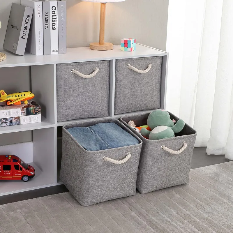 Mangata Aufbewahrungsbox Stoff 25x25x25 cm, aufbewahrungskorb Grau, Korbe Stoff in Würfel für Schran