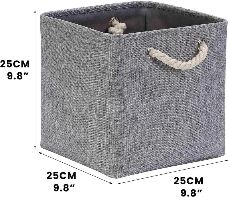 Mangata Aufbewahrungsbox Stoff 25x25x25 cm, aufbewahrungskorb Grau, Korbe Stoff in Würfel für Schran