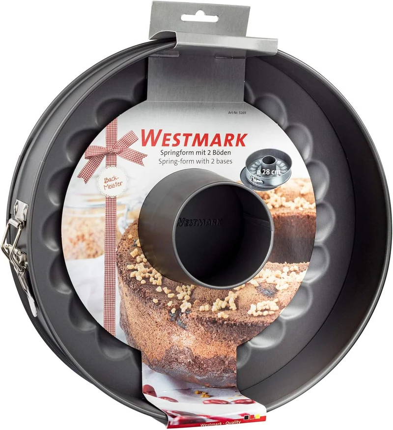 Westmark Springform mit zwei Böden, Ø 28 cm, mit Antihaftbeschichtung, kaltgewalzter Stahl, Back Mei