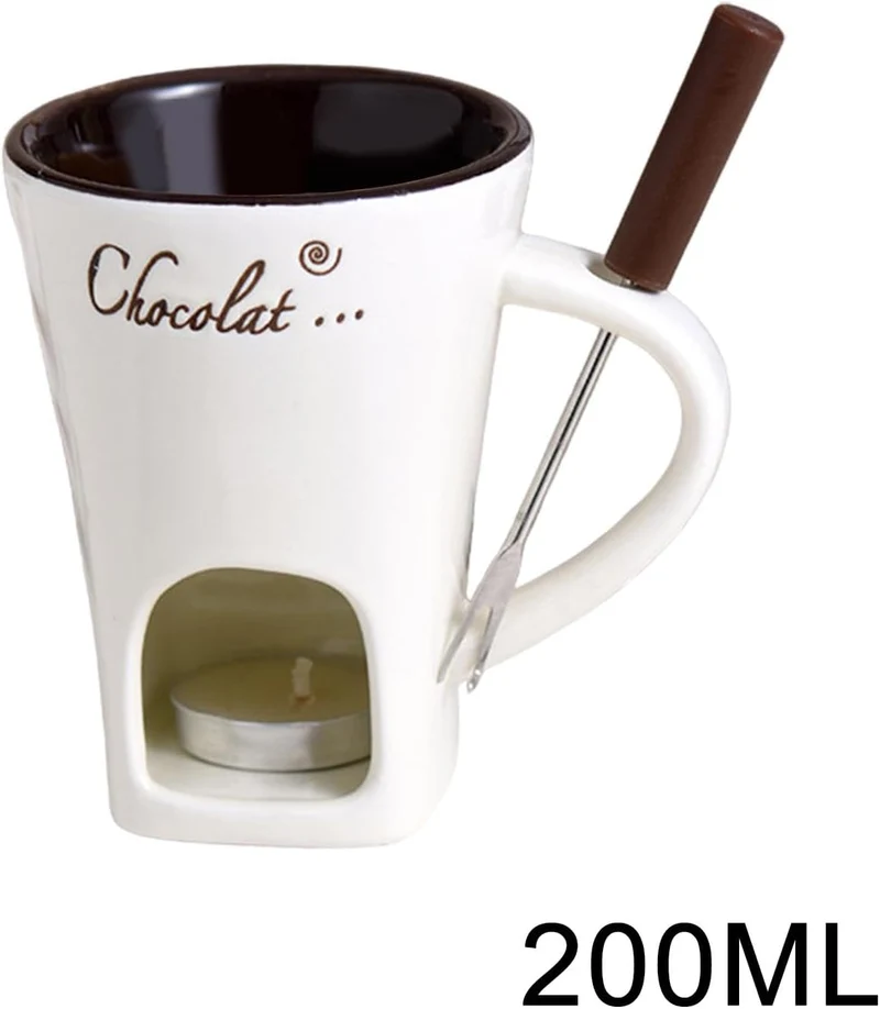 Schokoladenfondue-Becher, Keramik-Schokoladenschmelzbecher Für Käse, Schoko Fondueset Mit Gabel Und