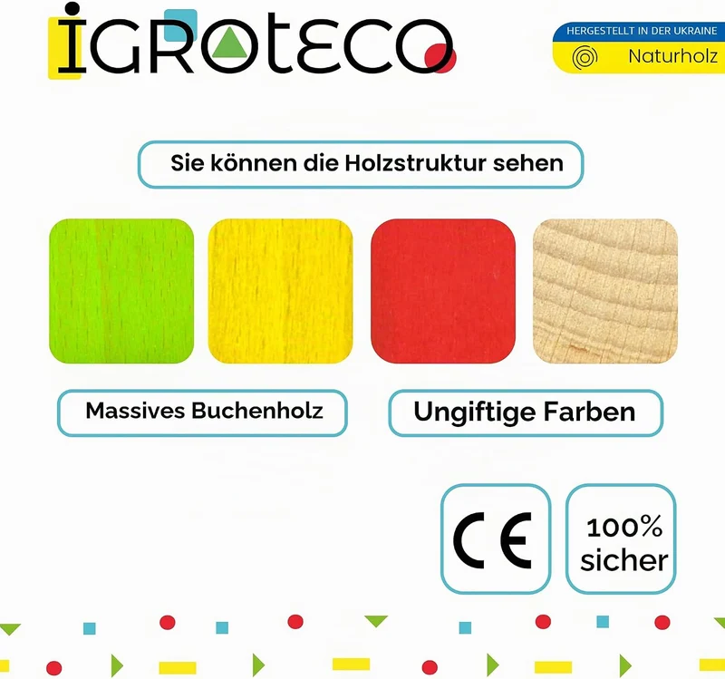 Holz-Mosaik Balancierspiel 24 Regenbogen-Halbkreise | Montessori Lernspielzeug zur Förderung von Fei