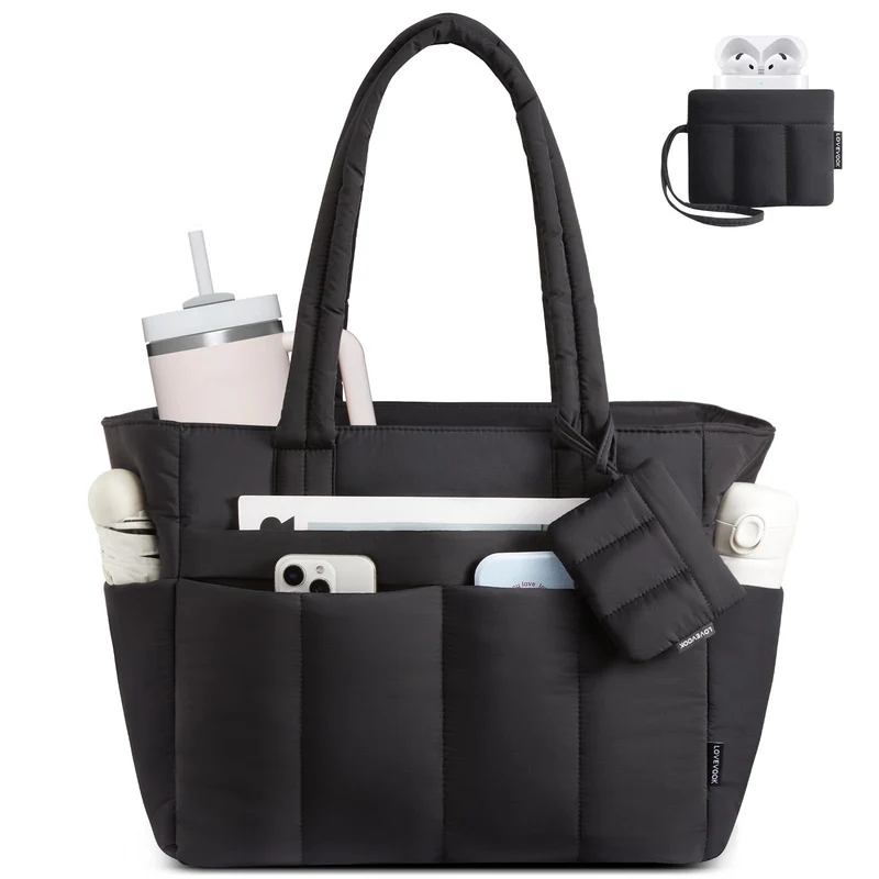 LOVEVOOK Shopper Tasche Damen Handtasche Gross, Leicht Arbeitstasche Puffer Tote Bag mit Vielen Fäch