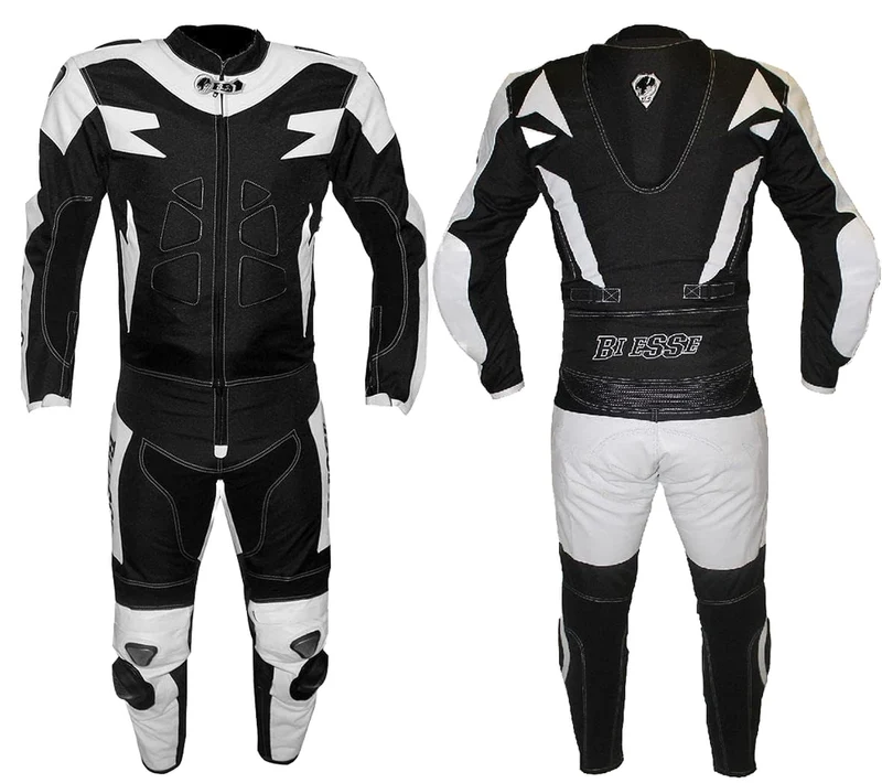 BI ESSE Motorradkombi Herren 2-teilig – Motorradanzug Leder & Textil, Jacke und Hose trennbar, verst