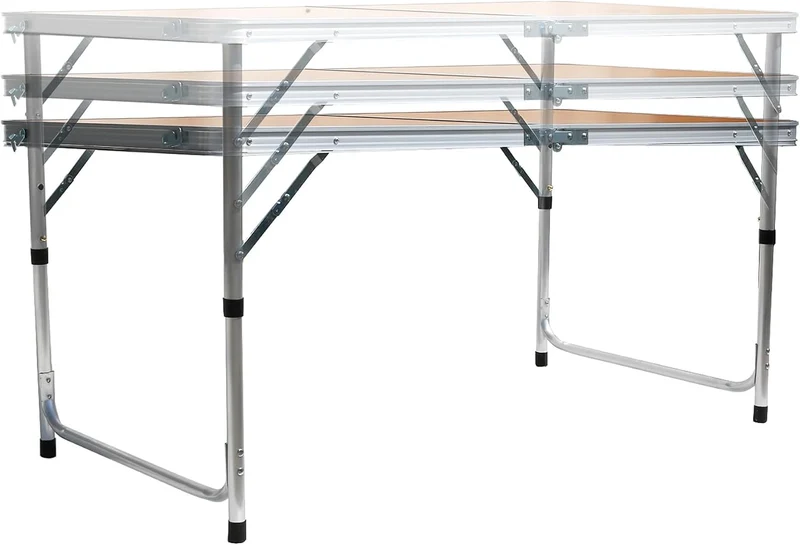 BDW Camping Sitz Garnitur - Klapptisch und 4 Stuhle - Gartenmöbel, Klappbar, Tisch 120x60 Höhenverst