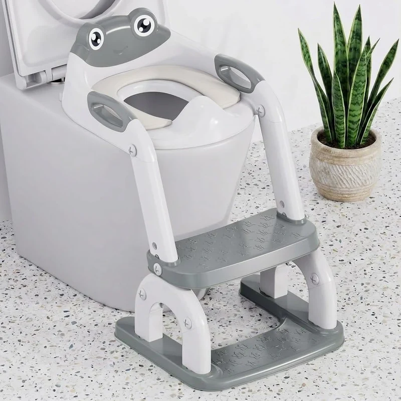 Toilettensitz Kinder mit Treppe – 8-fach Höhenverstellbar & Extra Breites Trittbrett – Rutschfester