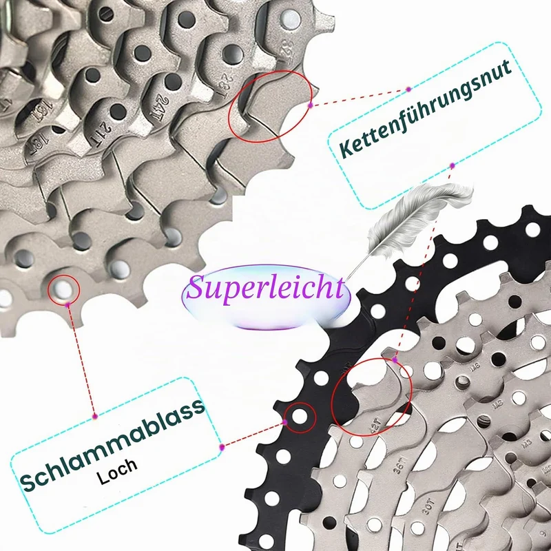 11 Fach Fahrrad Kassetten ist für Mountainbikes und Rennräder geeignet. Superleicht 11-52T, 11-52T