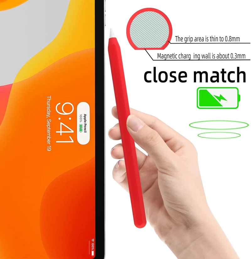 Ultra Dünn Silikon Skin Cover Kompatibel mit Apple Pencil 2nd Gen, Schutzhülle Silikon Case für iPad