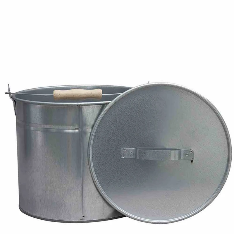 H.G. 1078-79 Ascheeimer mit Deckel, verzinkt 12.5 L 12,5 L, 12,5 L