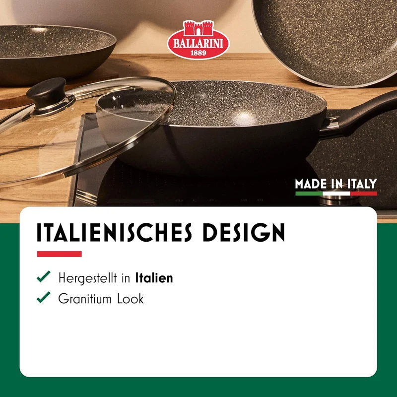 BALLARINI Bologna Bratpfanne 24 cm, Aluminium, Keramik-Antihaftbeschichtung, kratzfeste Keramikpfann